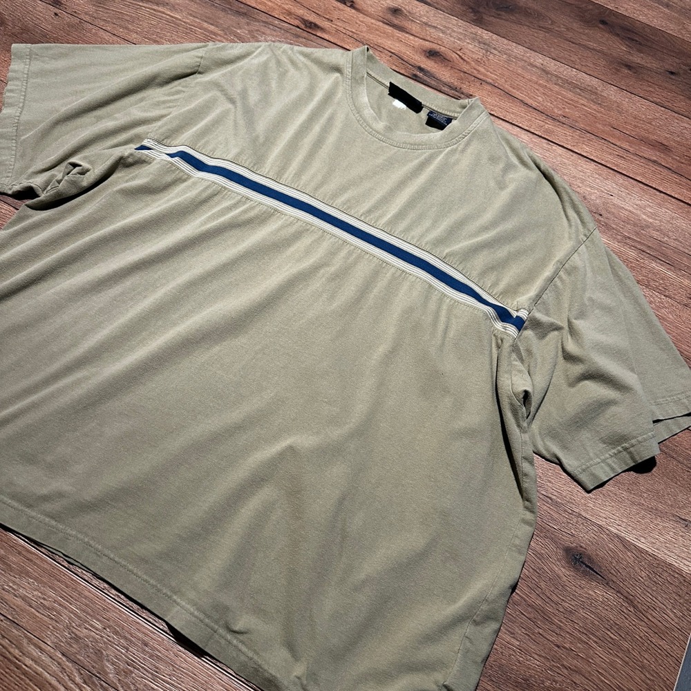 Vintage Faded Glory Dried Leaf Green Striped T-Shirt Mens 3XL FG1188
